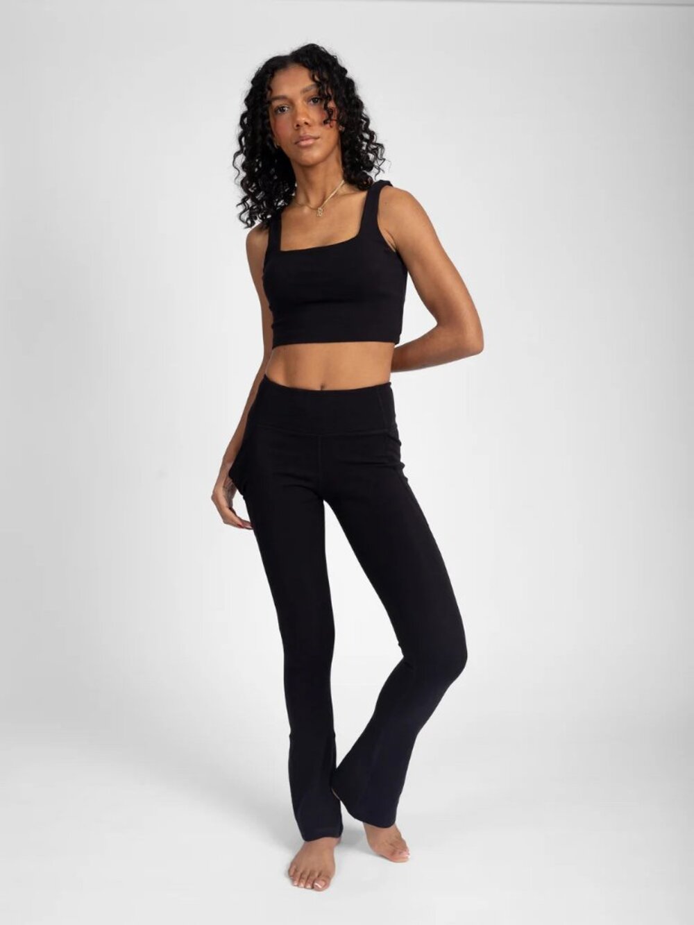 Happy Earth PlantTec Women's Black Flared Leggings with Side Pockets Size XL